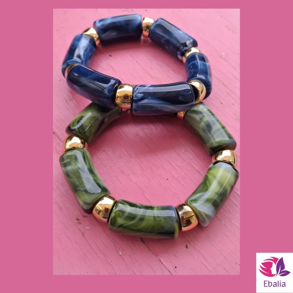 Bracelet Pop Vinrage tube bleu et vert.webp