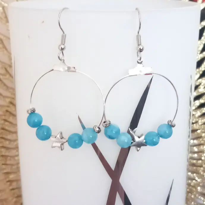 Star hoop earrings - Personalization - 1 pearl of your choice