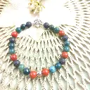 Men's Head Bracelet - Lava Stone - Red Stone Jasper - Moss Agate