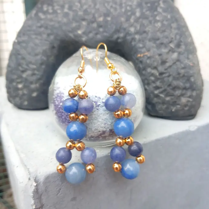 Boucles d'oreilles Confiance - Pierre Naturelle Aventurine bleue