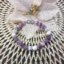 Bracelet Brillant Violet et Blanc - Pierres Naturelles Howlite et Améthyste