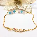 Brilliant ankle bracelet - Natural stone rose quartz and blue lake quartz