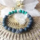 Bracelet bouddha Noir et vert- Pierre de lave - Malachite