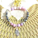Bracelet main de fatma (Khamsa) - Pierres Naturelles hématite et lépidolite