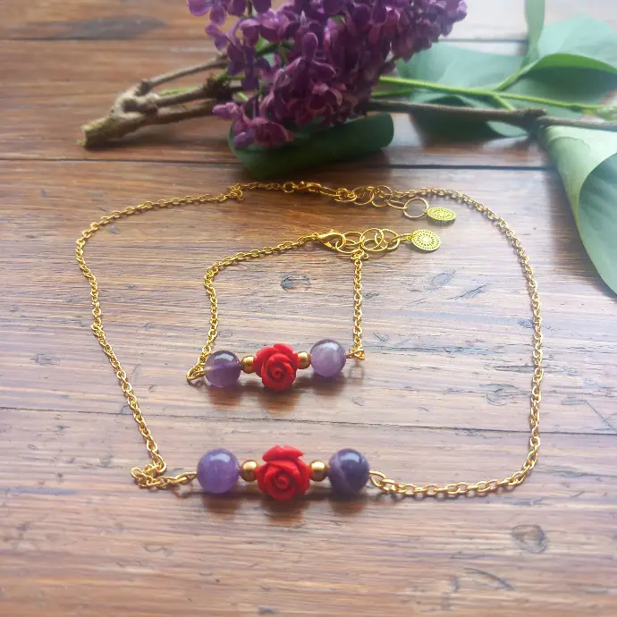 Tenderness Flower Adornment - Amethyst Natural Stone