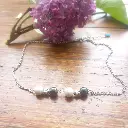 Collier Tendresse Fleur noir et blanc- Pierres Naturelles Howlite et Hématite