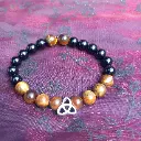 Bracelet Celtique / Celtic  Triquetra Pierre Naturelle  Oeil de tigre - onyx