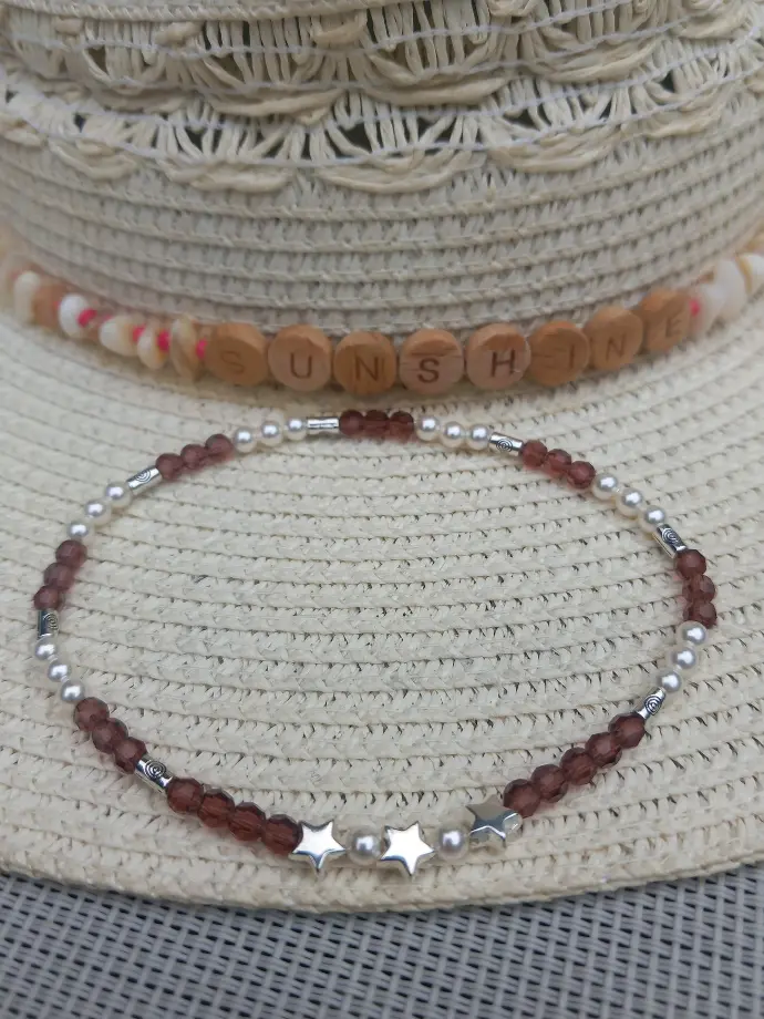 Bracelet de cheville nacrée - étoilé - Couleur perle nacrée au choix