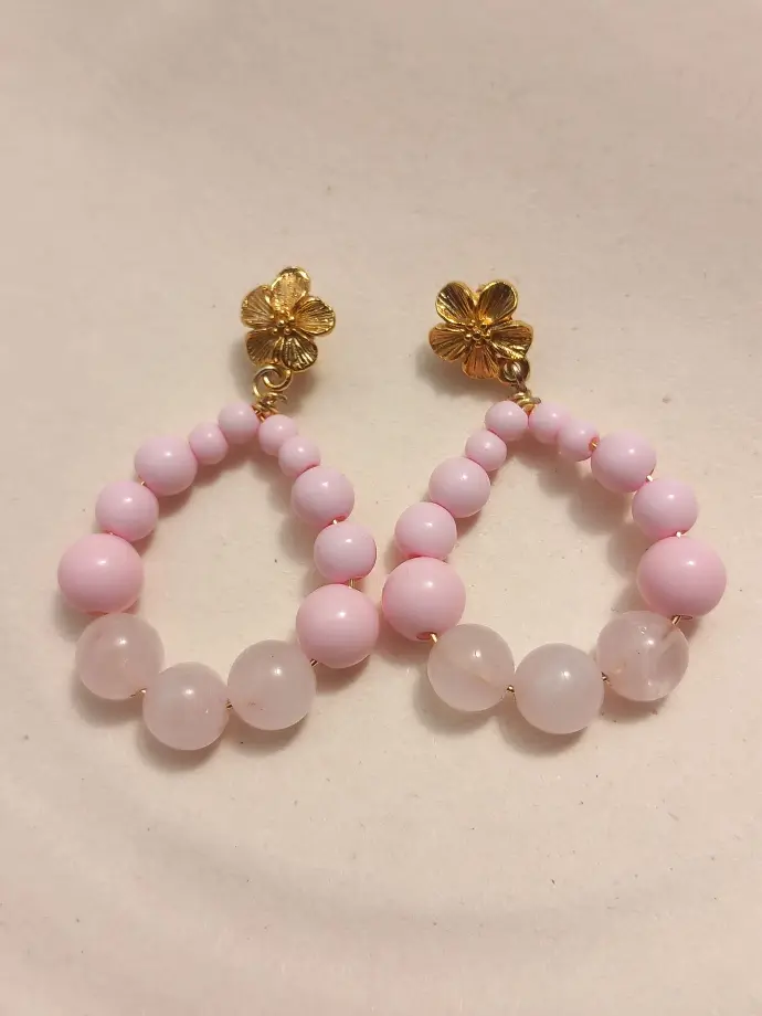Boucles d'oreilles Pop - Rose - Quartz rose