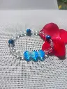 Bracelet Luciole bleu - Perles En Verre Hotaru  d'Okinawa - Cristal de roche