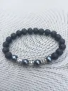 Simple Hematite and Lava Stone Men's Bracelet
