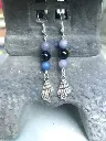 Boucles d'oreilles coquillages - Aventurine bleue et Onyx