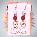 Pink and white cat tenderness earrings