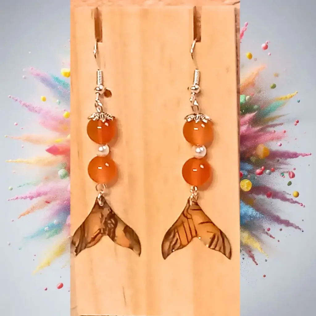 Mermaid Tail Earrings - Carnelian