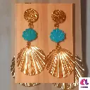 Boucles d'oreilles coquillage nacre et or Couleur au choix