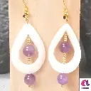 💧✨ Boucles d'Oreilles "Goutte de Rosée" - Nacre & Pierres Naturelles ✨💧