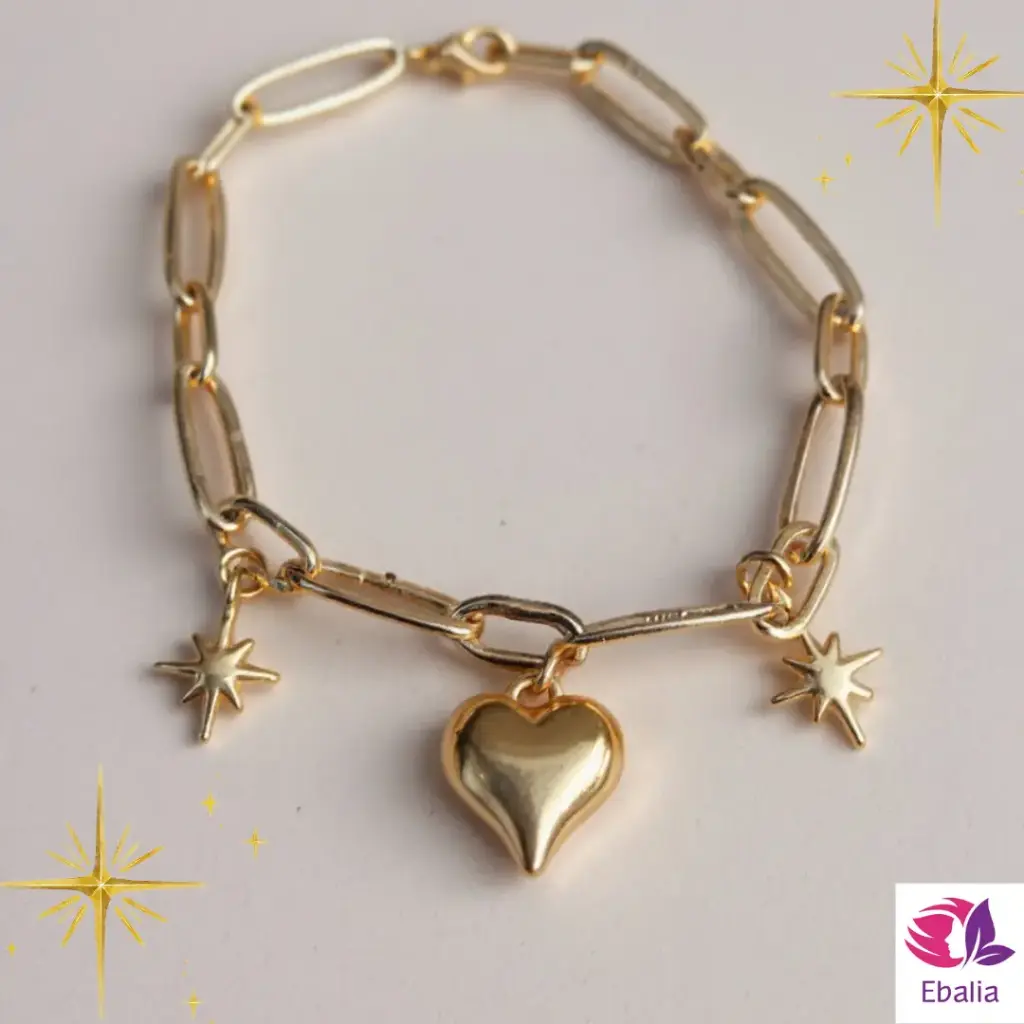 🧭💖 Bracelet Chaîne, Cœur et Étoile du Nord 💖🧭