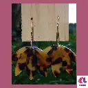 🍃✨Boucles d'oreilles Créoles "Feuillage Étincelant"  marrons marbrés 🍃✨