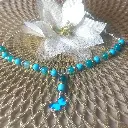Blue Butterfly Necklace - Natural Stones Agate Dragon Vein and Howlite