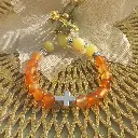 Cross Symbol Bracelet - Natural Carnelian and Jade Stones from Australia