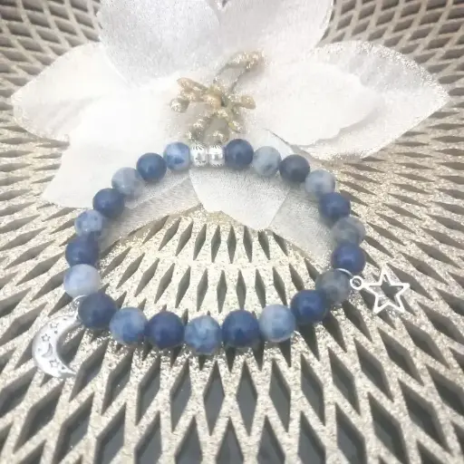 Star Bracelet - Natural Stone Blue Agate