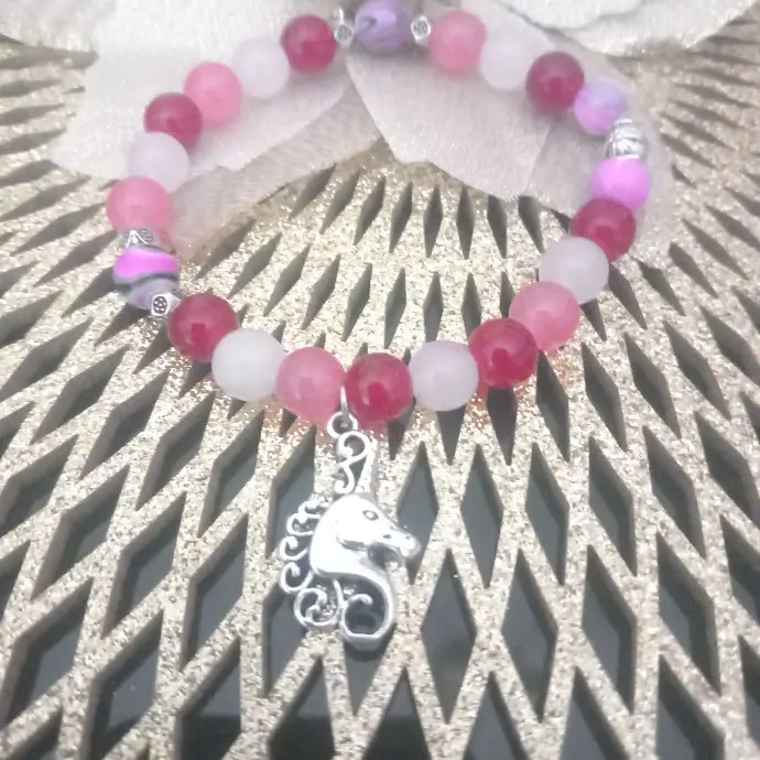 Unicorn Bracelet - Pink Natural Stone