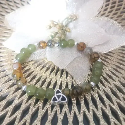 Bracelet Celtic - Agate veine de dragon jaune