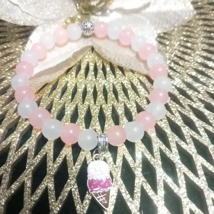 Bracelet Cornet de glace Rose et Blanc