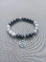 Bracelet Peace And Love - Pierres Naturelles hématite (noire) et howlite (blanche)