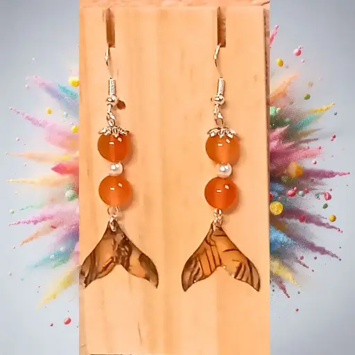 Mermaid Tail Earrings - Carnelian