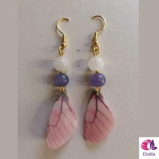 Boucles d'oreilles aile de papillon rose