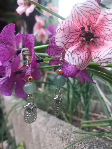 Boucles d'oreilles Hiboux - Pierres  naturelles Aventurine Verte